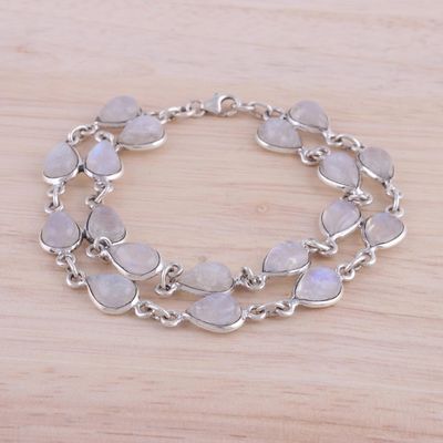 Alternate image for Rainbow Moonstone and Sterling Silver Link Bracelet Eternal Nature