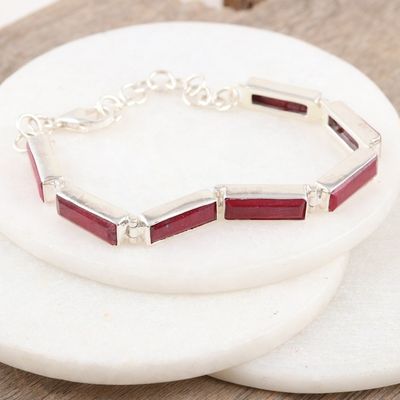 Alternate image for 14-Carat Ruby Link Bracelet Crafted from Sterling Silver Fascinating Red
