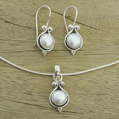 Alternate image for Bridal Sterling Silver Pearl Jewelry Set from India Honesty