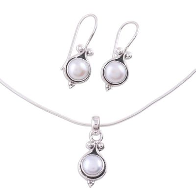 Alternate image for Bridal Sterling Silver Pearl Jewelry Set from India Honesty