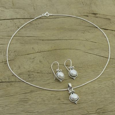 Alternate image for Bridal Sterling Silver Pearl Jewelry Set from India Honesty