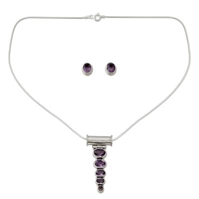 Alternate image for Amethyst Necklace and Earrings Jewelry Set Aware