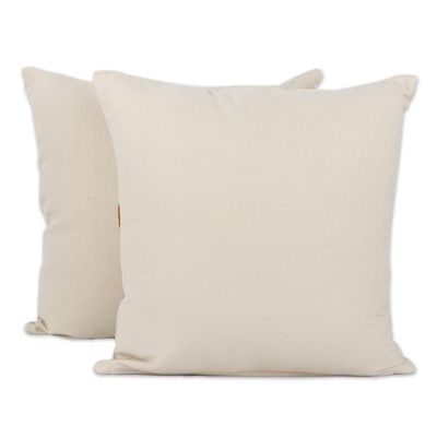 Alternate image for Reindeer-Themed Cotton Cushion Covers from India Pair Whimsical Reindeer