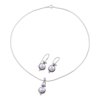 Alternate image for Bridal Sterling Silver Pearl Jewelry Set from India Honesty