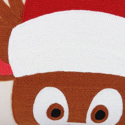 Alternate image for Reindeer-Themed Cotton Cushion Covers from India Pair Whimsical Reindeer
