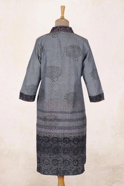 Alternate image for Block-Printed Cotton Shirtdress from India Dusky Elegance