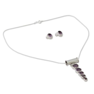 Alternate image for Amethyst Necklace and Earrings Jewelry Set Aware