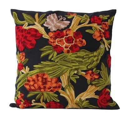 Alternate image for Chainstitch Embroidery Black Cotton Cushion Covers Pair Midnight in the Garden