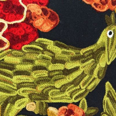 Alternate image for Chainstitch Embroidery Black Cotton Cushion Covers Pair Midnight in the Garden