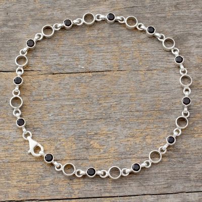 Alternate image for Classic Sterling Silver and Smoky Quartz Anklet Elegant Simplicity