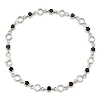 Alternate image for Classic Sterling Silver and Smoky Quartz Anklet Elegant Simplicity