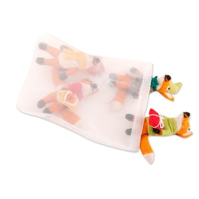 Alternate image for Set of 4 Handcrafted Wool Felt Fox Ornaments from India Fantastic Fox Friends