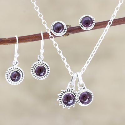 Alternate image for Hand Made Garnet and Sterling Silver Jewelry Set Devoted