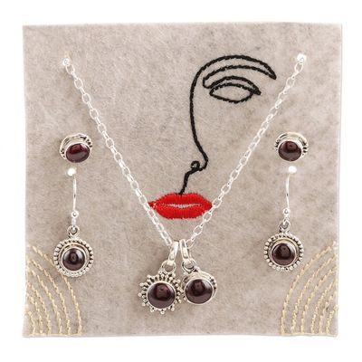 Alternate image for Hand Made Garnet and Sterling Silver Jewelry Set Devoted