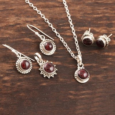 Alternate image for Hand Made Garnet and Sterling Silver Jewelry Set Devoted