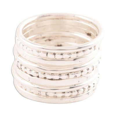 Alternate image for Sterling Silver Stacking Rings Set of 9 Friendship Patterns