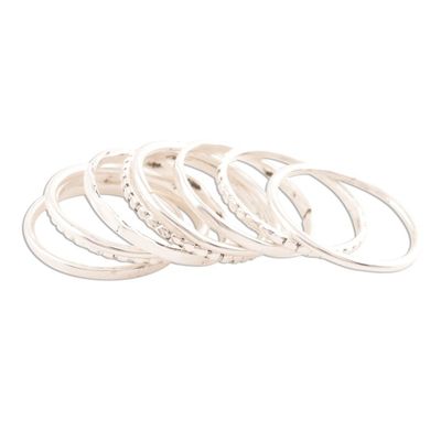 Alternate image for Sterling Silver Stacking Rings Set of 9 Friendship Patterns