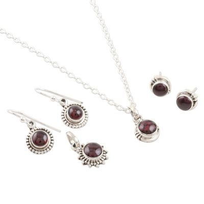 Alternate image for Hand Made Garnet and Sterling Silver Jewelry Set Devoted