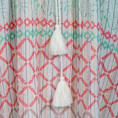 Alternate image for Cotton Blend Empire Waist Midi Dress with Tassels from India Extra Tropical