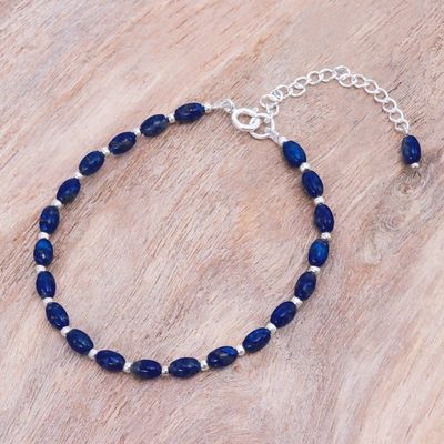 Alternate image for Lapis Lazuli and Sterling Silver Beaded Bracelet Into the Sky