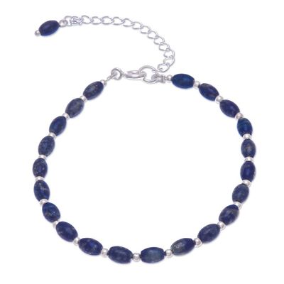 Alternate image for Lapis Lazuli and Sterling Silver Beaded Bracelet Into the Sky