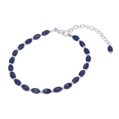 Alternate image for Lapis Lazuli and Sterling Silver Beaded Bracelet Into the Sky