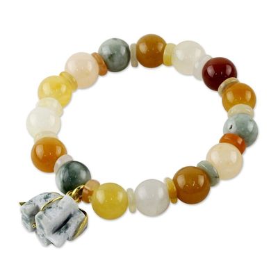 Alternate image for Beaded Jade and Quartz Bracelet with Elephant Charm Elephant Remembrance