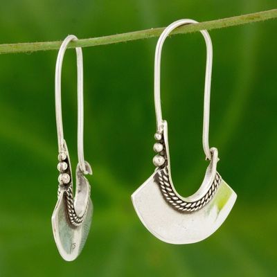 Alternate image for Womens Sterling Silver Hoop Earrings Hollow Bell