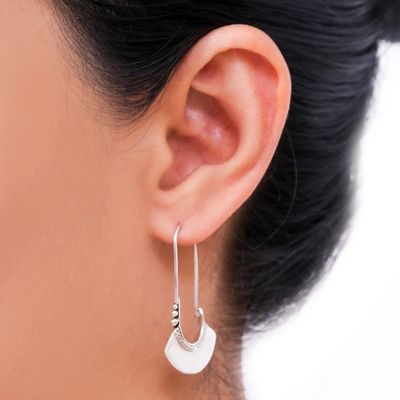 Alternate image for Womens Sterling Silver Hoop Earrings Hollow Bell