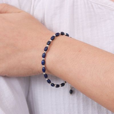Alternate image for Lapis Lazuli and Sterling Silver Beaded Bracelet Into the Sky