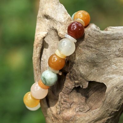 Alternate image for Beaded Jade and Quartz Bracelet with Elephant Charm Elephant Remembrance