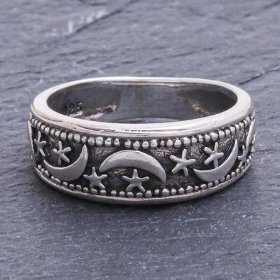 Alternate image for Hand Made Sterling Silver Band Ring from Thailand Moon Magic
