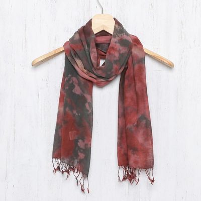 Alternate image for Tie-Dyed Cotton Wrap Scarf in Red from Thailand Heated Colors