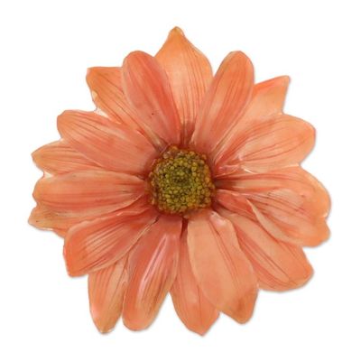 Alternate image for Natural Aster Flower Brooch in Peach from Thailand Let It Bloom in Peach