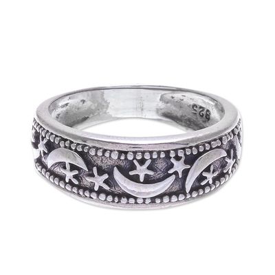 Alternate image for Hand Made Sterling Silver Band Ring from Thailand Moon Magic