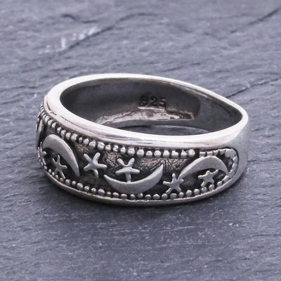 Alternate image for Hand Made Sterling Silver Band Ring from Thailand Moon Magic