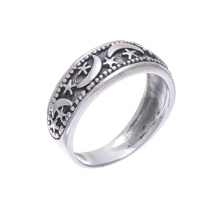 Alternate image for Hand Made Sterling Silver Band Ring from Thailand Moon Magic