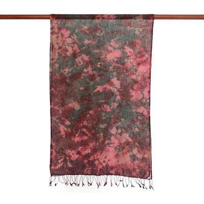 Alternate image for Tie-Dyed Cotton Wrap Scarf in Red from Thailand Heated Colors