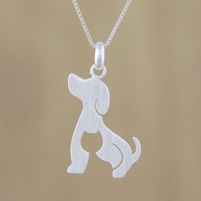 Alternate image for Dog and Cat Sterling Silver Pendant Necklace from Thailand Steadfast Companions
