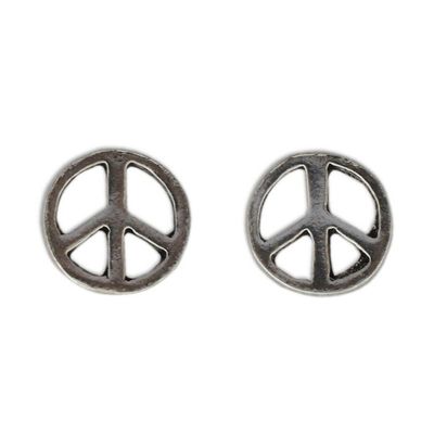 Alternate image for Sterling Silver Peace Symbol Stud Earrings from Thailand Peace Sign