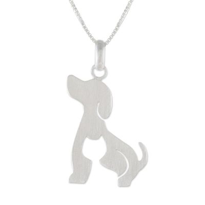 Alternate image for Dog and Cat Sterling Silver Pendant Necklace from Thailand Steadfast Companions