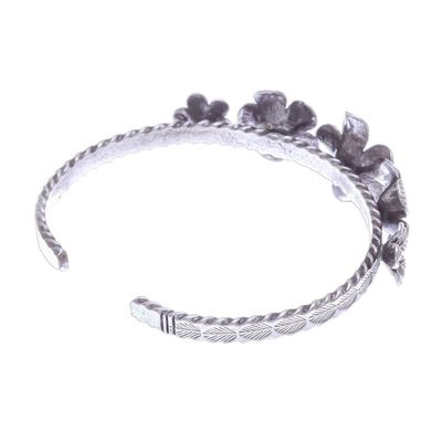 Alternate image for Oxidized Silver Floral Cuff Bracelet Five Flowers
