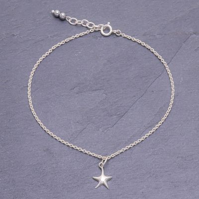 Alternate image for Sterling Silver Starfish Hematite Ankle Bracelet Sea Starfish