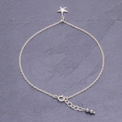 Alternate image for Sterling Silver Starfish Hematite Ankle Bracelet Sea Starfish
