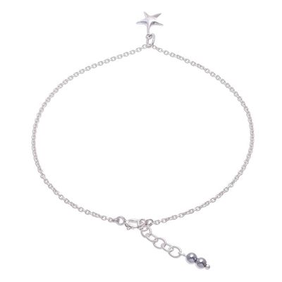 Alternate image for Sterling Silver Starfish Hematite Ankle Bracelet Sea Starfish