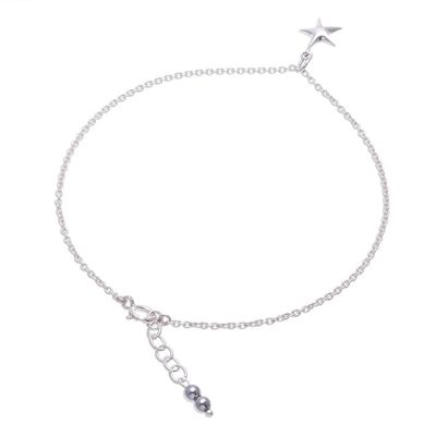 Alternate image for Sterling Silver Starfish Hematite Ankle Bracelet Sea Starfish