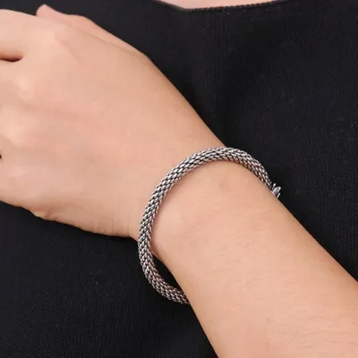 Alternate image for Dragon Themed Unisex Sterling Silver Cuff Bracelet Double Dragons