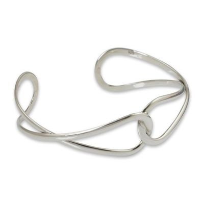 Alternate image for Handcrafted Modern Sterling Silver Cuff Bracelet Lives Entwined