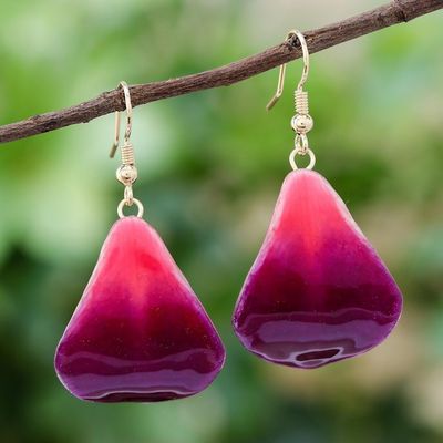 Alternate image for Natural Orchid Flower Dangle Earrings in Magenta Petal Rain