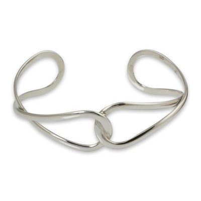 Alternate image for Handcrafted Modern Sterling Silver Cuff Bracelet Lives Entwined